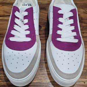 Ara Women's White and Pink Sneakers